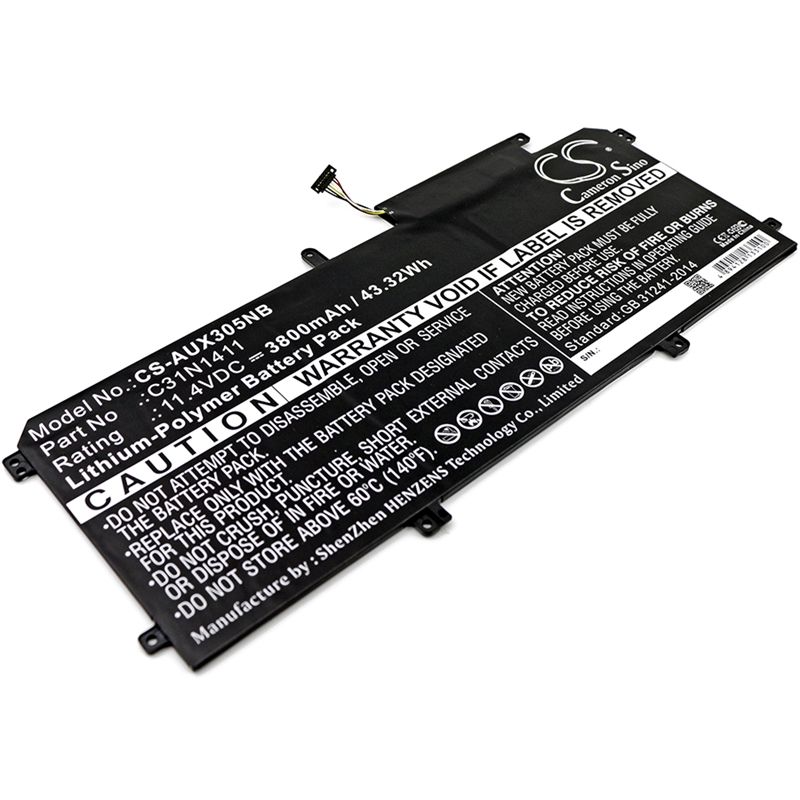 Li-polymer Battery Fits Asus, U305ca6y30, U305f 13.3 Inch, U305fa5y10 11.4v, 3800mah Notebook & Laptop Cameron Sino Technology Limited