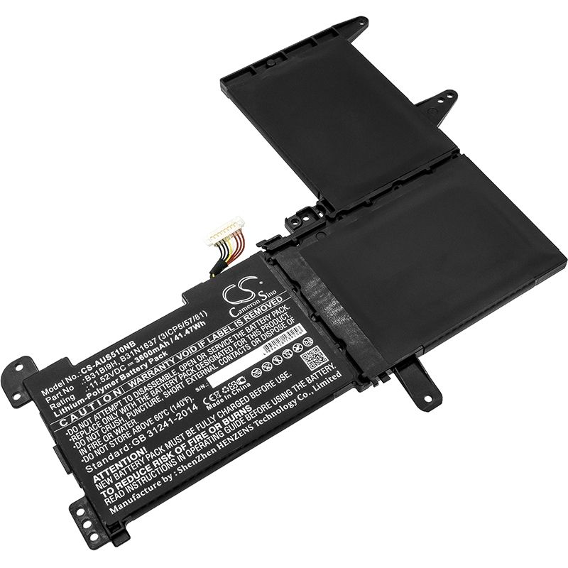 Li-polymer Battery Fits Asus, N580gd, N580vd, S510 11.52v, 3600mah Notebook & Laptop Cameron Sino Technology Limited