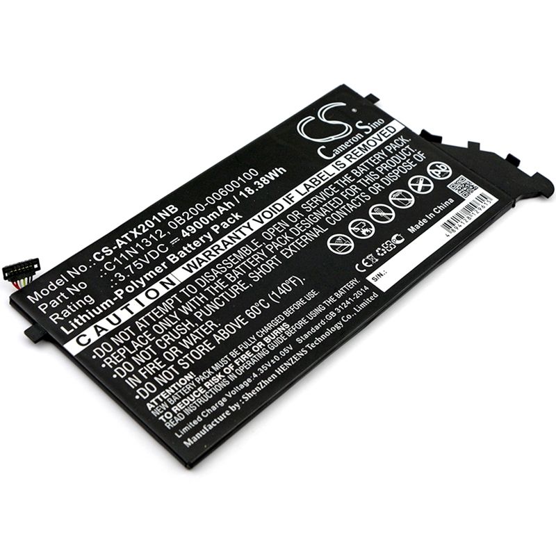 Li-Polymer Battery fits Asus, Transformer Book Tx201la, Tx201la 3.75V, 4900mAh Notebook & Laptop Cameron Sino Technology Limited
