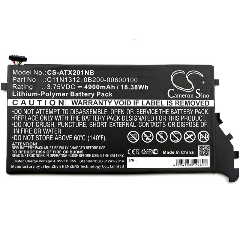 Li-Polymer Battery fits Asus, Transformer Book Tx201la, Tx201la 3.75V, 4900mAh Notebook & Laptop Cameron Sino Technology Limited