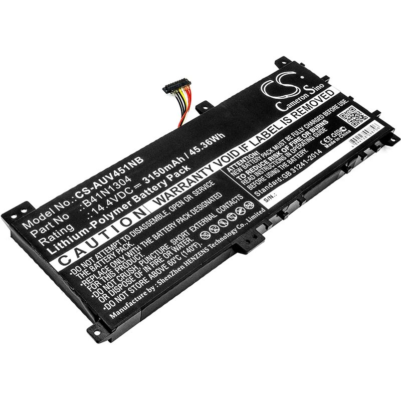 Li-Polymer Battery fits Asus, Vivobook V451la, Vivobook V451la-ds51t 14.4V, 3150mAh Notebook & Laptop Cameron Sino Technology Limited