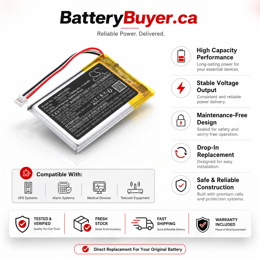 3.7V, Li-Polymer, 1200mAh, Battery fits Babysense V35 Video Baby Monitor, 4.44Wh BabyPhone Cameron Sino Technology Limited