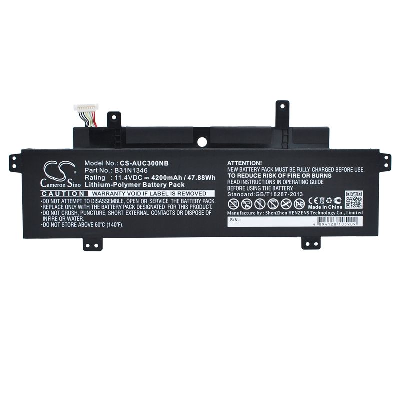 Li-Polymer Battery fits Asus, C300ma-db01, Chromebook C300, Chromebook C300m 11.4V, 4200mAh Notebook & Laptop Cameron Sino Technology Limited