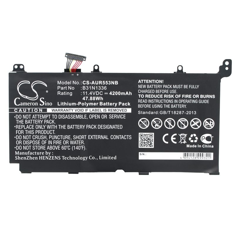Li-polymer Battery Fits Asus, R553lf, R553ln, R553ln-dm123h 11.4v, 4200mah Notebook & Laptop Cameron Sino Technology Limited