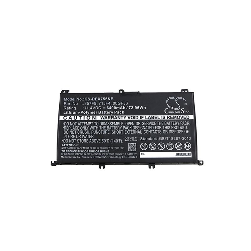 Li-polymer Battery Fits Dell, Ins15pd, Ins15pd-1548b, Ins15pd-1548r 11.4v, 6400mah Notebook & Laptop Cameron Sino Technology Limited