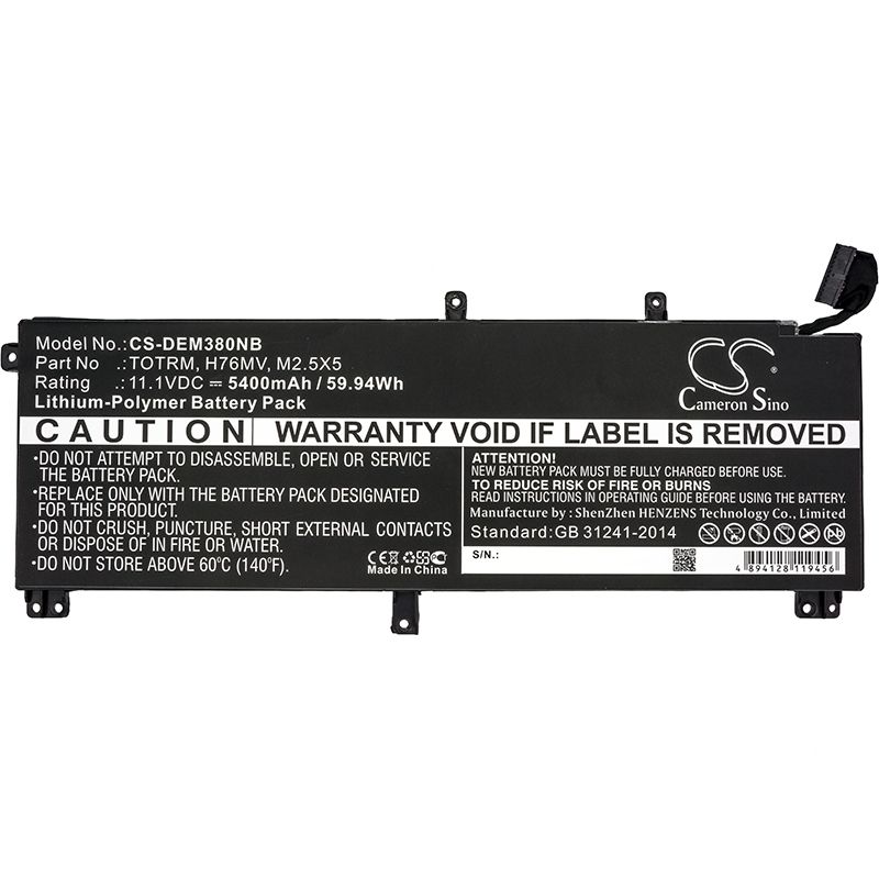 Li-polymer Battery Fits Dell, Precision M3800, Xps 15 9530 11.1v, 5400mah Notebook & Laptop Cameron Sino Technology Limited