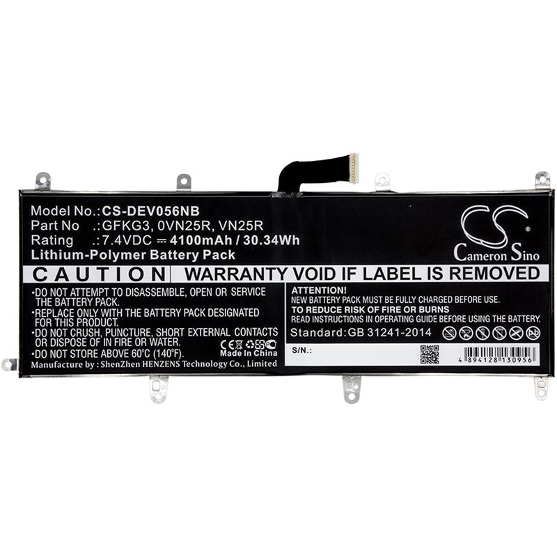 Li-Polymer Battery fits Dell, venue 10 Pro, venue 10 Pro 5056 7.4V, 4100mAh Computer Cameron Sino Technology Limited (Suspended)