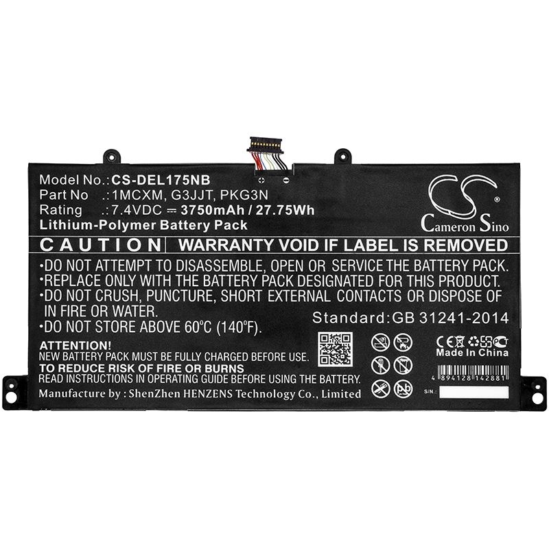 Li-Polymer Battery fits Dell, latitude 5175 7.4V, 3750mAh Notebook & Laptop Cameron Sino Technology Limited