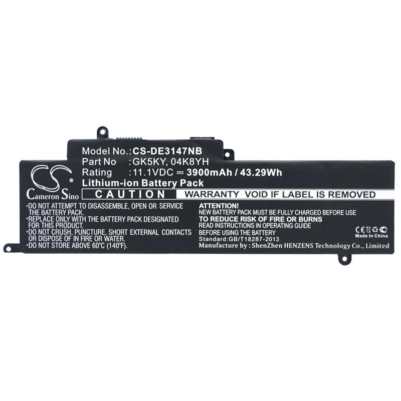 Li-polymer Battery Fits Dell, Inspiron 11 3147, Inspiron 11 3147 3000 11.6", Inspiron 13 7347 11.1v, 3900mah Notebook & Laptop Cameron Sino Technology Limited