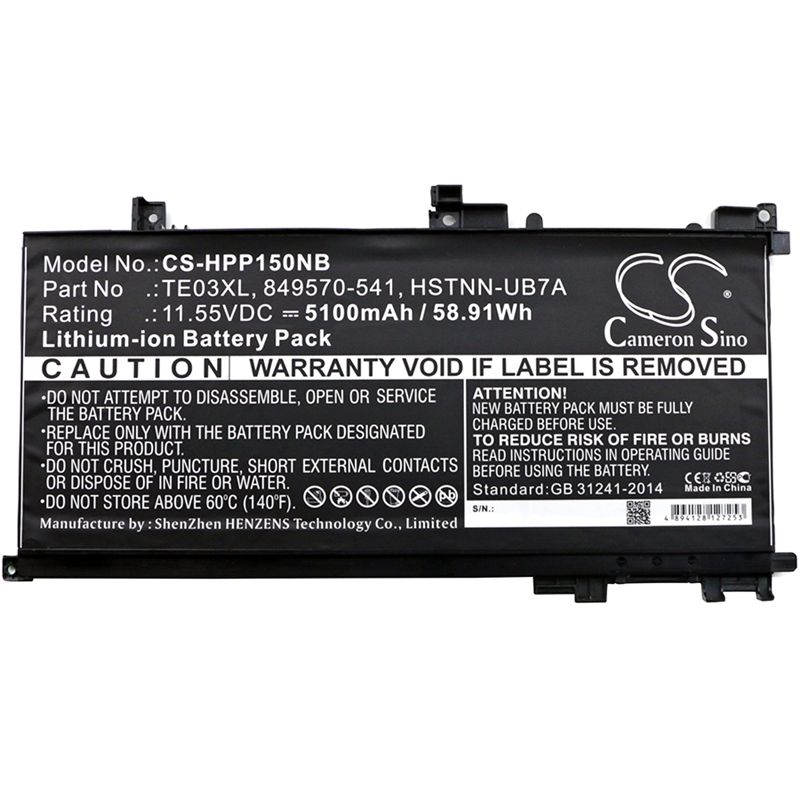 Li-ion Battery fits Hp, pavilion 15 Uhd, pavilion 15-bc 11.55V, 5100mAh Notebook & Laptop Cameron Sino Technology Limited