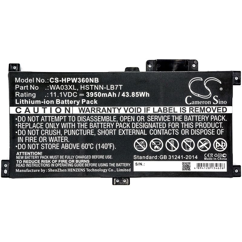 Li-ion Battery Fits Hp, Pavilion X360 - 15-br041nr, Pavilion X360 14-ba016na, Pavilion X360 15 Br010nr 11.1v, 3950mah Notebook & Laptop Cameron Sino Technology Limited