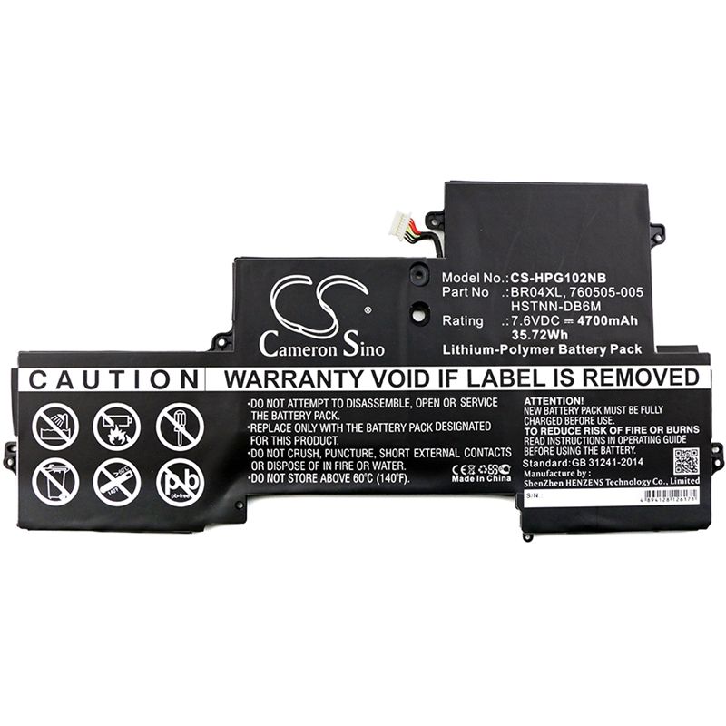 Li-polymer Battery Fits Hp, Elitebook Folio 1020, Elitebook Folio 1020 G1, Elitebook Folio 1020 G1 Cto 7.6v, 4700mah Notebook & Laptop Cameron Sino Technology Limited
