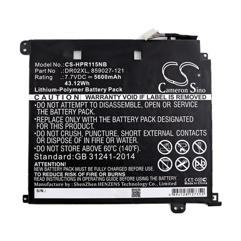 Li-Polymer Battery fits Hp, chromebook 11 G5, chromebook 11-v, chromebook 11-v011dx 7.7V, 5600mAh Notebook & Laptop Cameron Sino Technology Limited