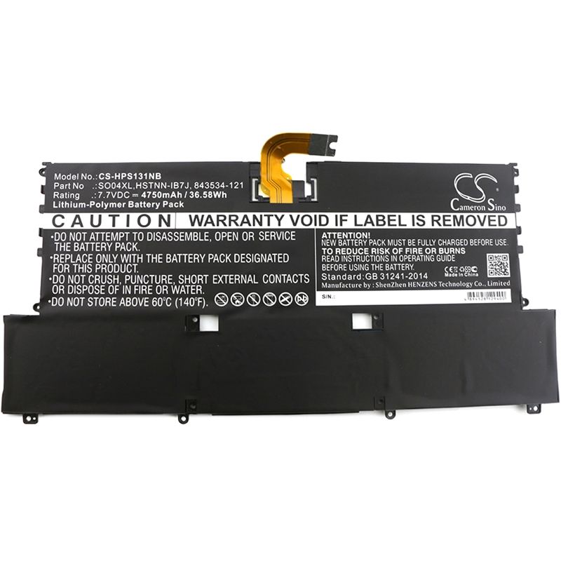 Li-Polymer Battery fits Hp, f1d61eaabd, spectre 13-v000, spectre 13-v000na 7.7V, 4750mAh Notebook & Laptop Cameron Sino Technology Limited
