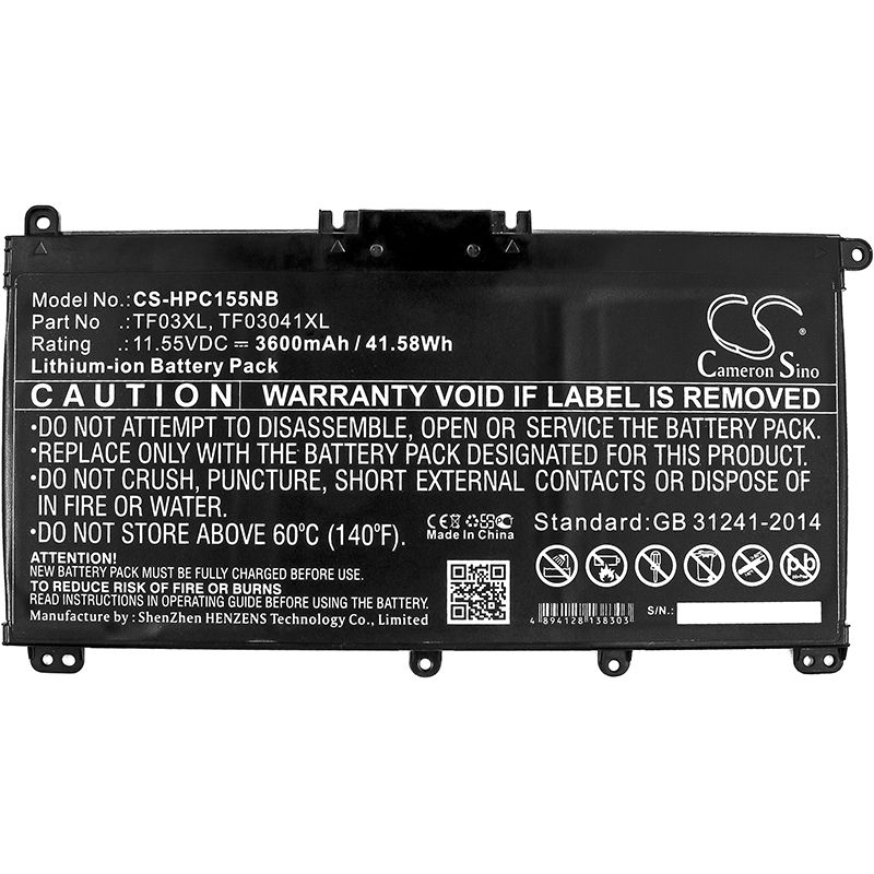 Li-ion Battery fits Hp, pavilion 14-bf, pavilion 14-bf040wm, pavilion 14-bk 11.55V, 3600mAh Notebook & Laptop Cameron Sino Technology Limited
