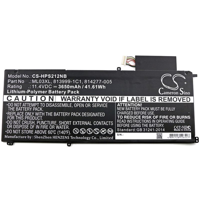 Li-polymer Battery Fits Hp, Spectre X2 12", Spectre X2 12-a001dx, Spectre X2 Detachable 12 11.4v, 3650mah Notebook & Laptop Cameron Sino Technology Limited