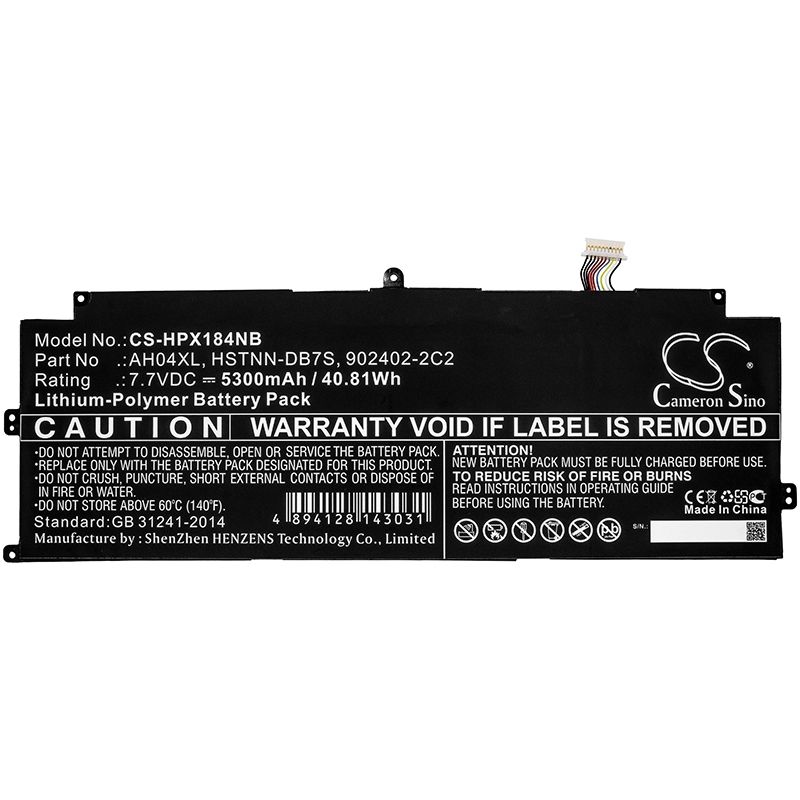 Li-Polymer Battery fits Hp, spectre X2 12 Detachable Pc, spectre X2 Detachable, spectre X2 Detachable 12t 7.7V, 5300mAh Notebook & Laptop Cameron Sino Technology Limited