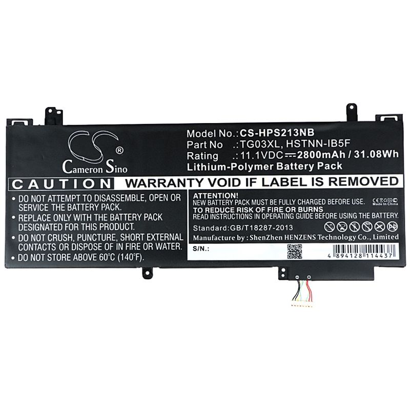 Li-Polymer Battery fits Hp, split X2 13-f, split X2 13-f010dx 11.1V, 2800mAh Notebook & Laptop Cameron Sino Technology Limited