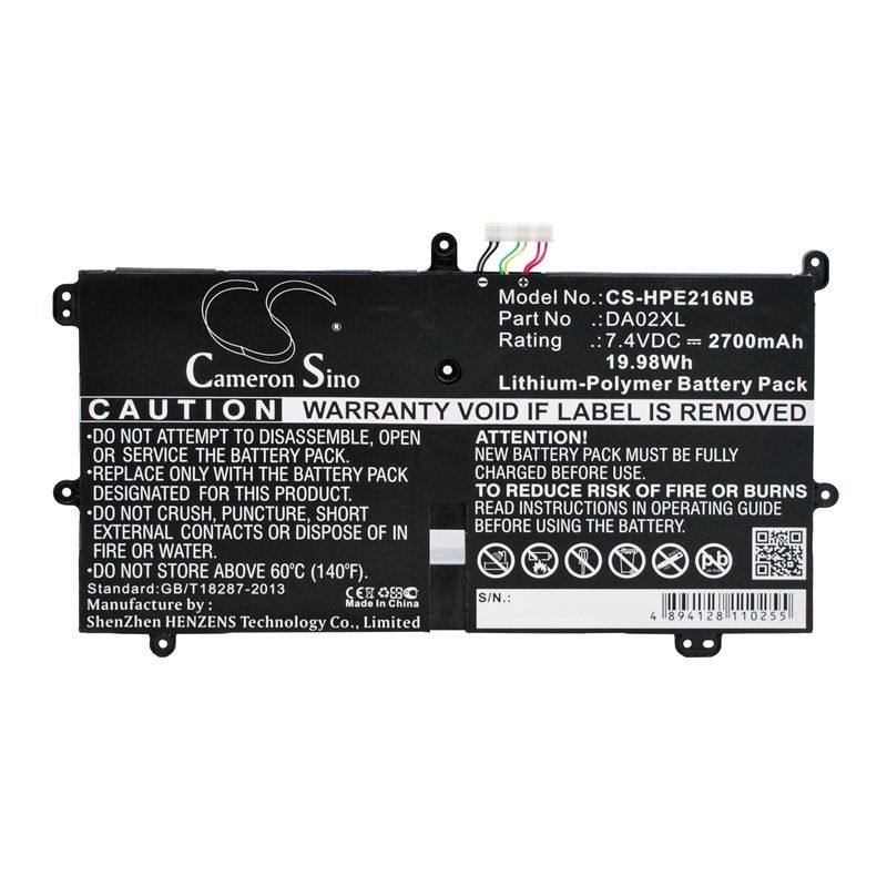 Li-Polymer Battery fits Hp, d0w48ea, envy X2 11-e030ea, envy X2 11.6 7.4V, 2700mAh Computer Cameron Sino Technology Limited