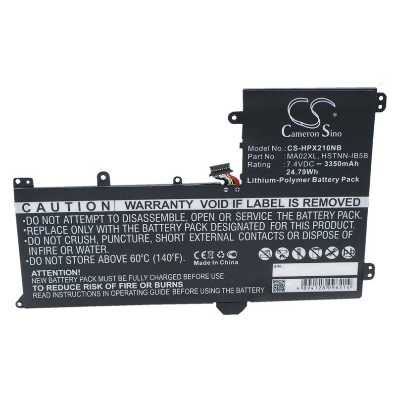 Li-Polymer Battery fits Hp, slatebook 101, slatebook 101" X2 10-10-h010nr, tpn-q127 7.40V, 3350mAh Notebook & Laptop Cameron Sino Technology Limited