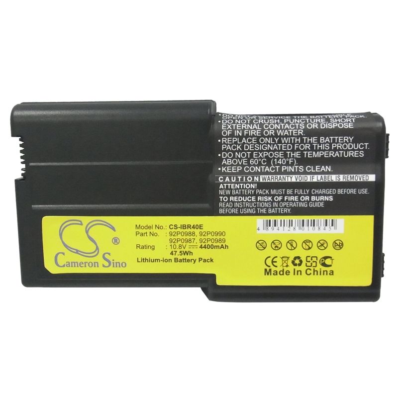 Li-ion Battery fits Ibm, thinkpad R40e, thinkpad R40e-2684, thinkpad R40e-2685 10.8V, 4400mAh Notebook & Laptop Cameron Sino Technology Limited