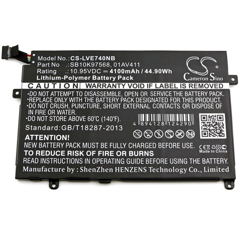 Li-Polymer Battery fits Lenovo, thinkpad E470, thinkpad E470c, thinkpad E475 10.95V, 4100mAh Notebook & Laptop Cameron Sino Technology Limited