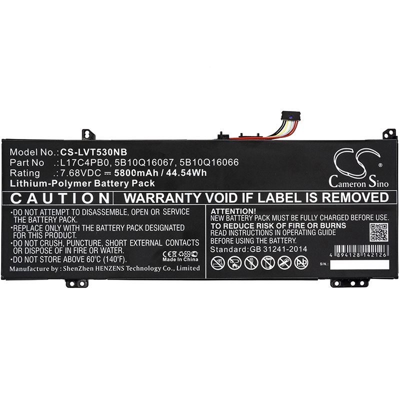 Li-polymer Battery Fits Lenovo, Air 14, Flex 6-14, Flex 6-14ikb 7.68v, 5800mah Notebook & Laptop Cameron Sino Technology Limited