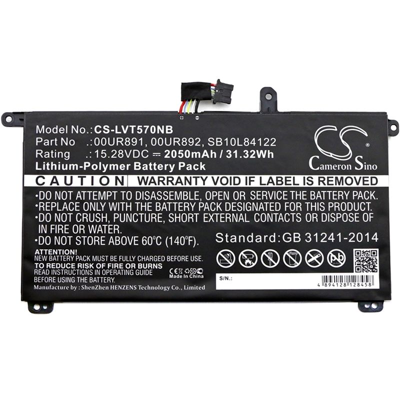 Li-polymer Battery Fits Lenovo, T570, Thinkpad T570, Thinkpad T570 20h9003acd 15.28v, 2050mah Notebook & Laptop Cameron Sino Technology Limited