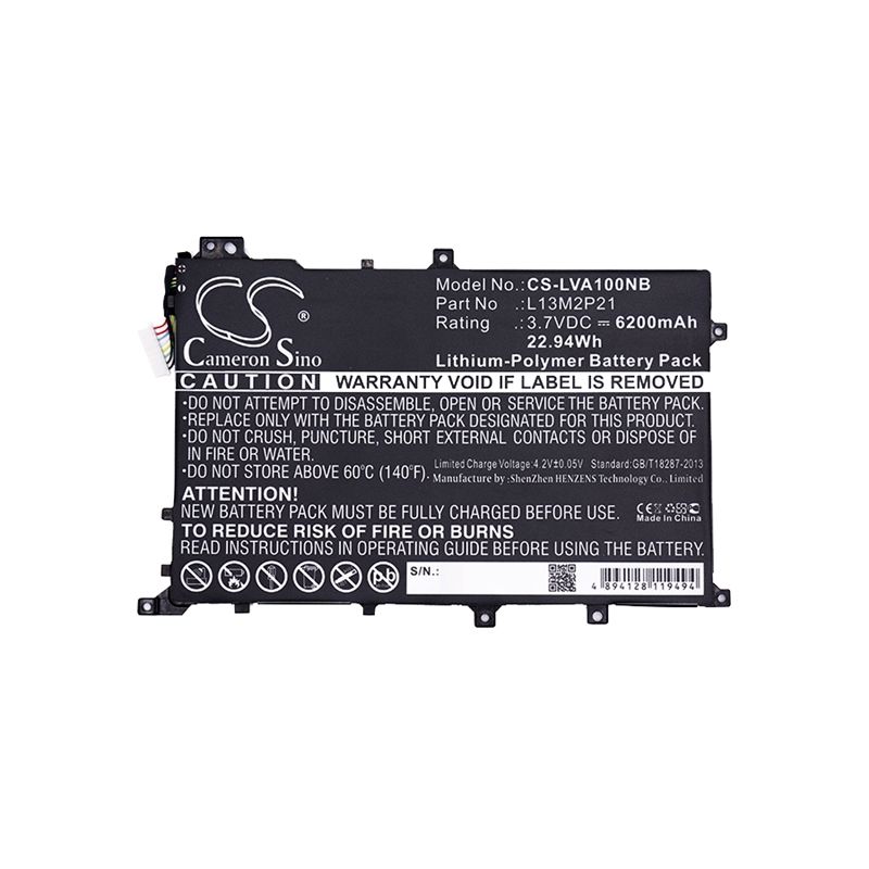 Li-Polymer Battery fits Lenovo, ideapad A10, ideapad A10-70 3.7V, 6200mAh Notebook & Laptop Cameron Sino Technology Limited