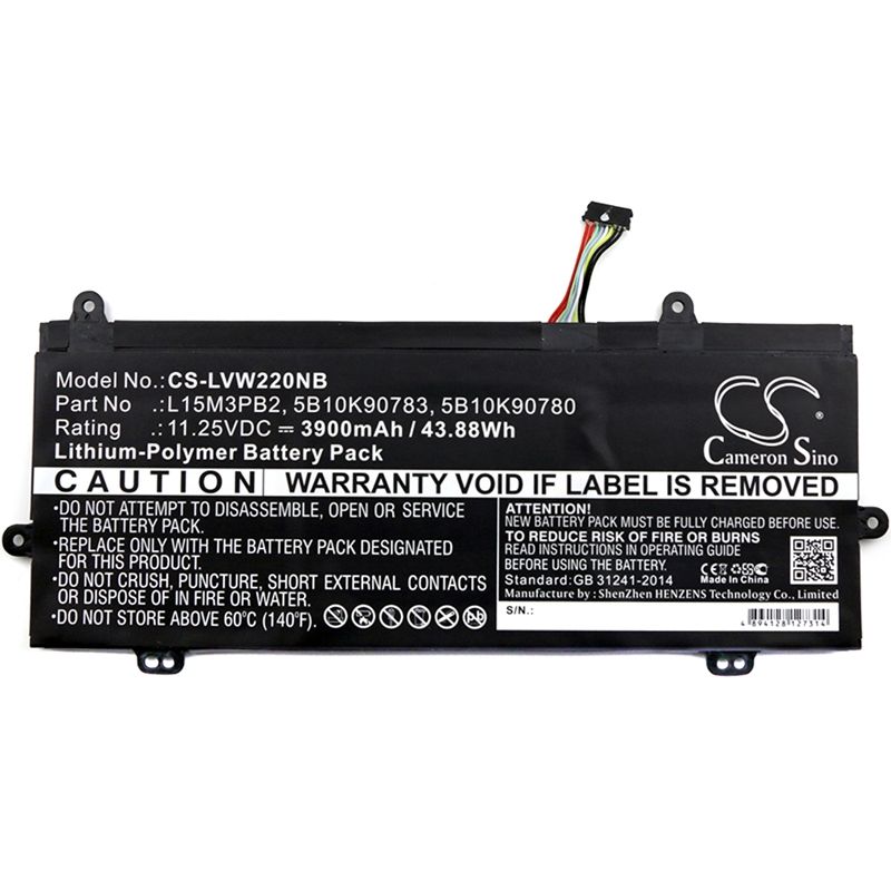 Li-Polymer Battery fits Lenovo, 80sf0000us, ideapad 11.6" N22, ideapad N22 11.25V, 3900mAh Notebook & Laptop Cameron Sino Technology Limited
