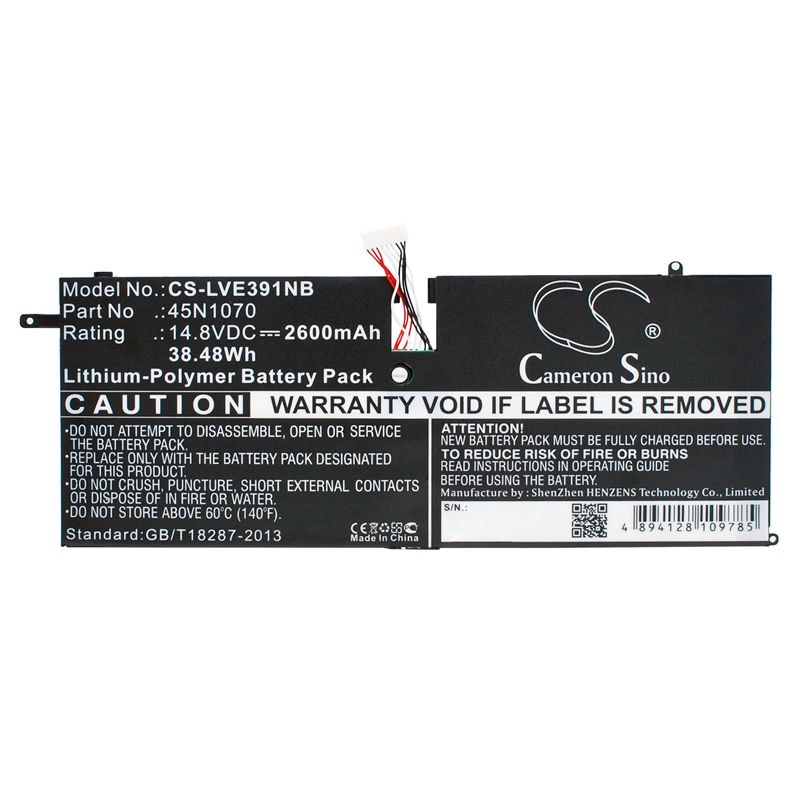 Li-polymer Battery Fits Lenovo, Thinkpad X1 Carbon 3444, Thinkpad X1 Carbon 3444 14", Thinkpad X1 Carbon 3448 14.8v, 2600mah Notebook & Laptop Cameron Sino Technology Limited