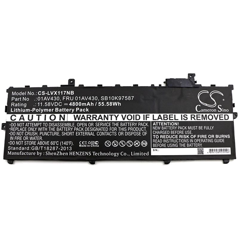 Li-polymer Battery Fits Lenovo, Thinkpad X1 Carbon 2017 11.58v, 4800mah Notebook & Laptop Cameron Sino Technology Limited