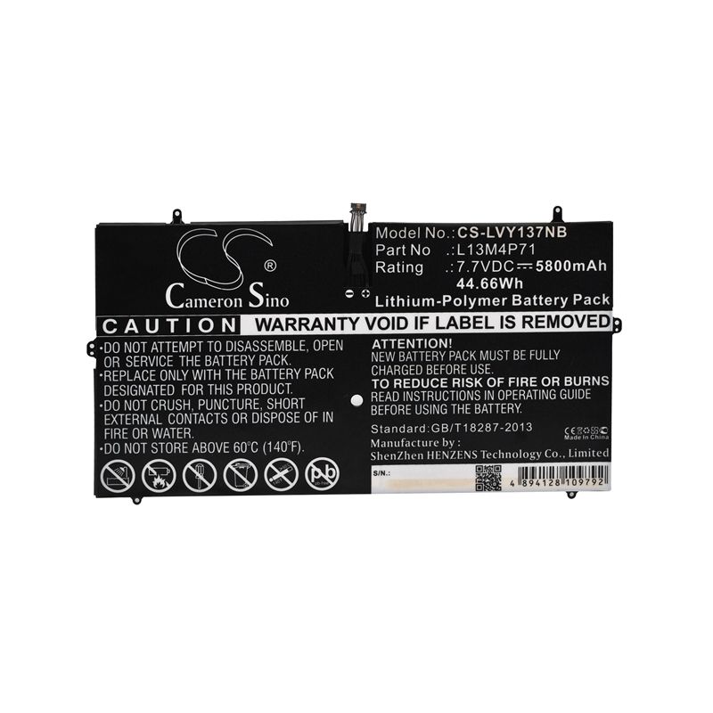 Li-polymer Battery Fits Lenovo, Yoga 3 Pro, Yoga 3 Pro 1370, Yoga 3 Pro 1370 13.3" 7.7v, 5800mah Notebook & Laptop Cameron Sino Technology Limited