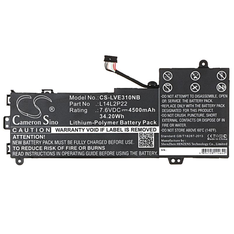 Li-Polymer Battery fits Lenovo, e31, e31-70, e31-70-80kx0007ge 7.6V, 4500mAh Notebook & Laptop Cameron Sino Technology Limited