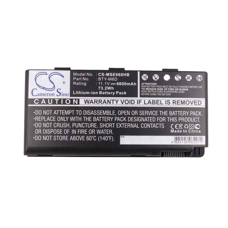 Li-ion Battery Fits Medion, Erazer X6811, Erazer X6813, Msi 11.1v, 6600mah Notebook & Laptop Cameron Sino Technology Limited