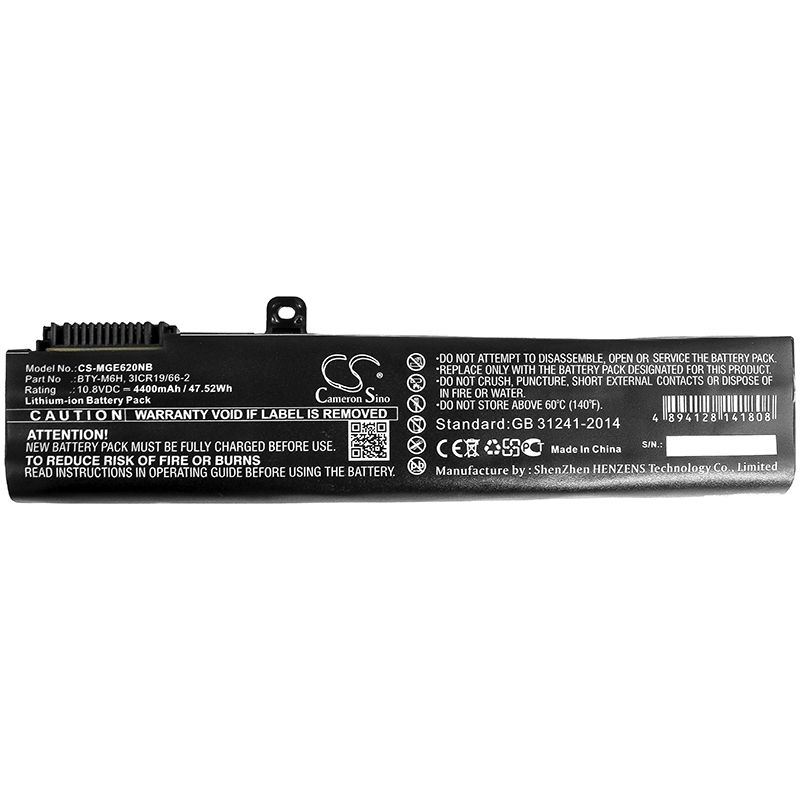 Li-ion Battery fits Msi, ge62, ge62 2qc-264xcn, ge62 2qc-648xcn 10.8V, 4400mAh Notebook & Laptop Cameron Sino Technology Limited