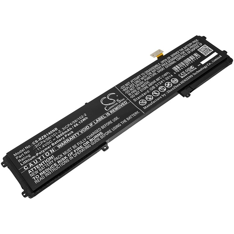 Li-Polymer Battery fits Razer, betty4-73k-06472, blade 14, blade 14inch 2017 11.4V, 5800mAh Notebook & Laptop Cameron Sino Technology Limited
