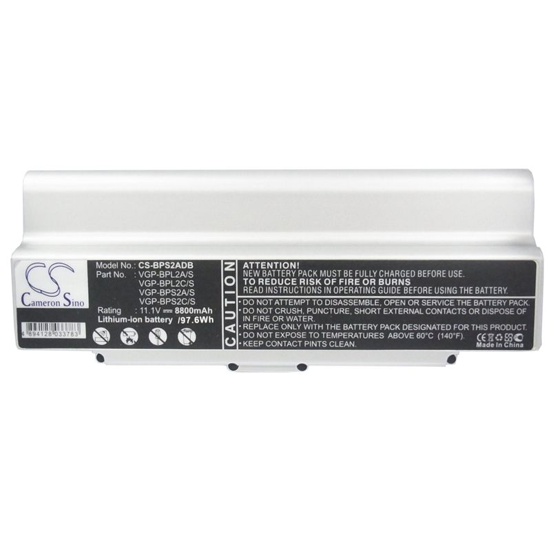 Li-ion Battery fits Sony, vaio Vgn-c140g/b, vaio Vgn-c150p/b, vaio Vgn-c190 11.1V, 8800mAh Notebook & Laptop Cameron Sino Technology Limited