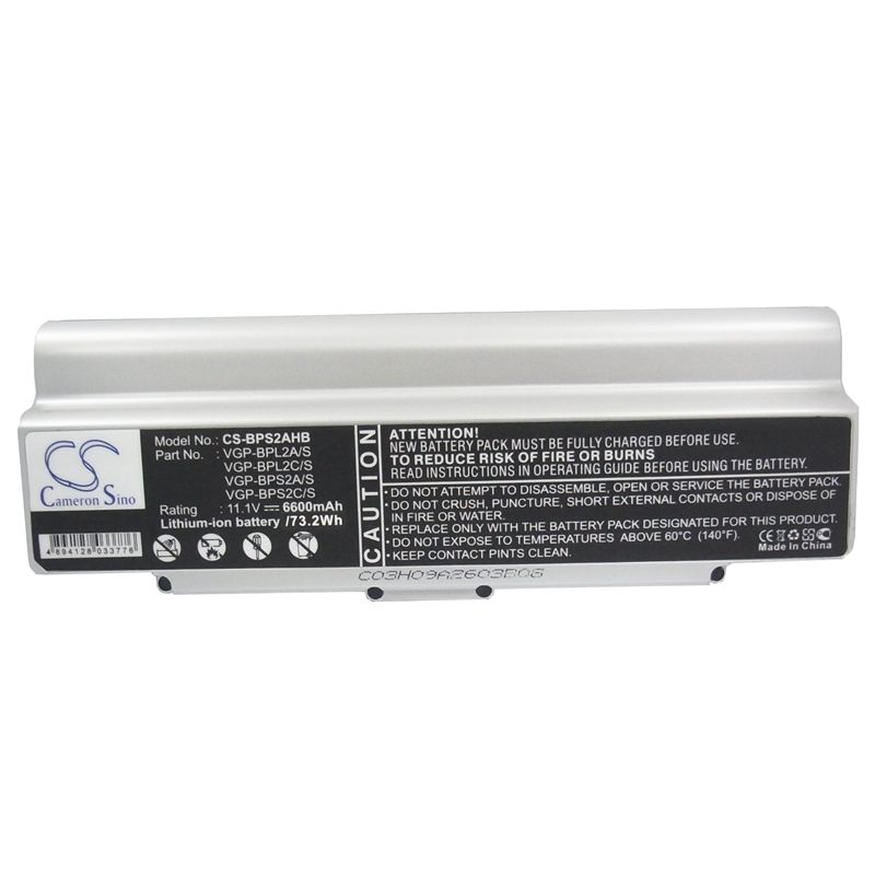 Li-ion Battery fits Sony, vaio Vgn-c140g/b, vaio Vgn-c150p/b, vaio Vgn-c190 11.1V, 6600mAh Notebook & Laptop Cameron Sino Technology Limited