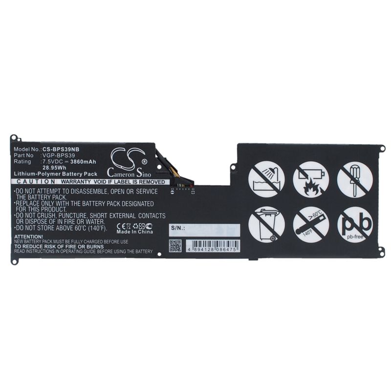 Li-polymer Battery Fits Sony, Svt11213cgw, Svt11215cgb/w, Svt11215cw 7.5v, 3860mah Notebook & Laptop Cameron Sino Technology Limited