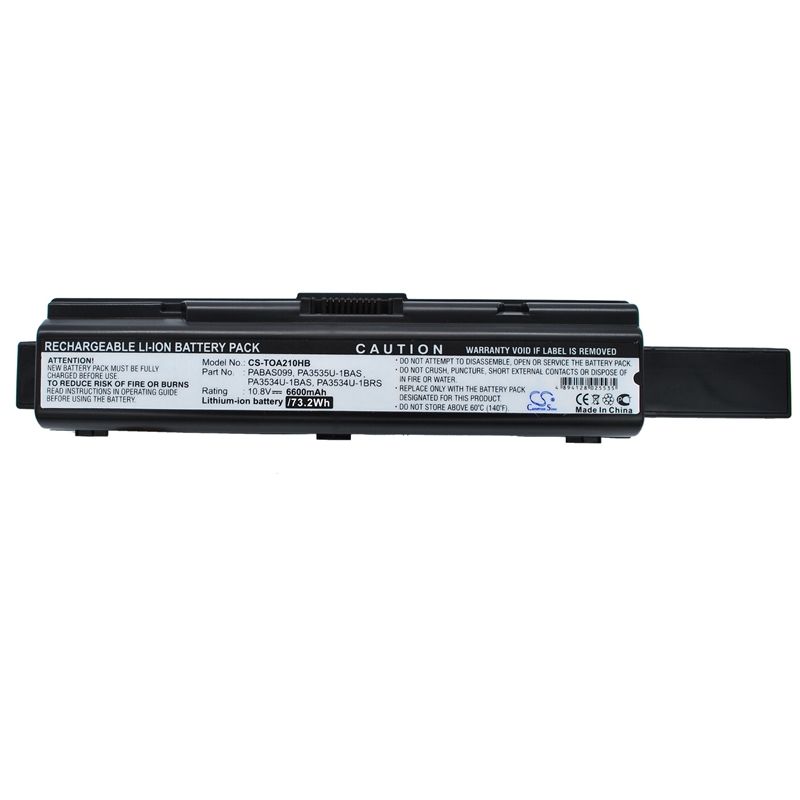 Li-ion Battery Fits Toshiba, Equium A200 Series, Equium A200-15i, Equium A200-196 10.8v, 6600mah Notebook & Laptop Cameron Sino Technology Limited