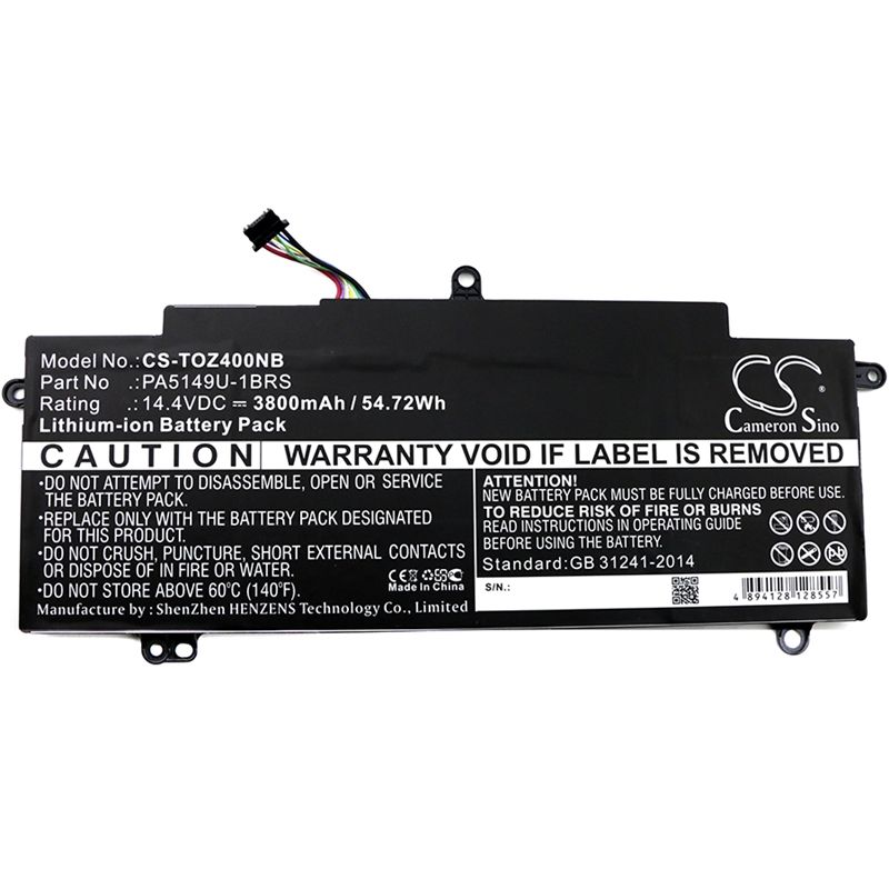 Li-ion Battery fits Toshiba, tecra Z40-a-10k, tecra Z40-a-10t, tecra Z40-a-10x 14.4V, 3800mAh Notebook & Laptop Cameron Sino Technology Limited