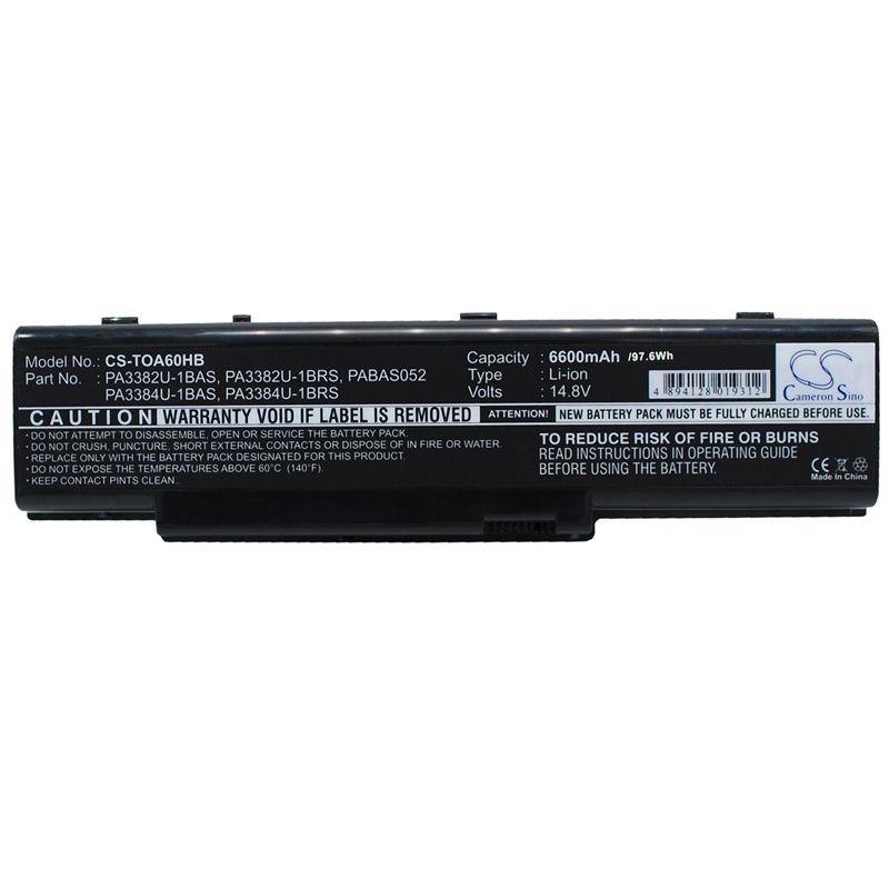 Li-ion Battery fits Toshiba, dynabook Aw2, dynabook Ax/2, dynabook Ax/3 14.8V, 6600mAh Notebook & Laptop Cameron Sino Technology Limited