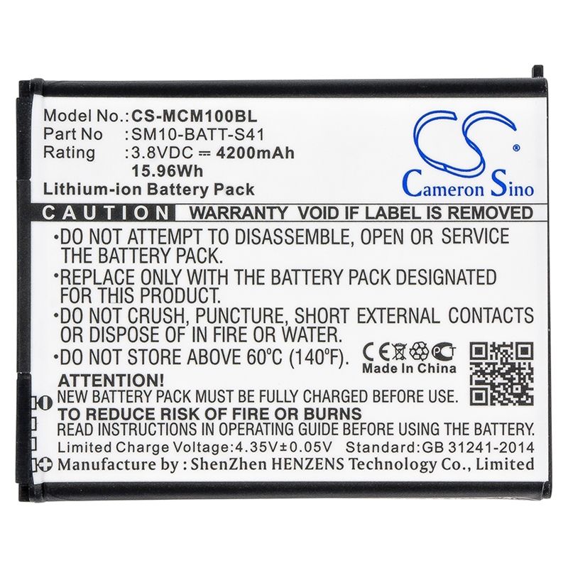 Li-ion Battery fits M3 Mobile, Sm10, Sm10lte 3.8V, 4200mAh Barcode Scanner Cameron Sino Technology Limited