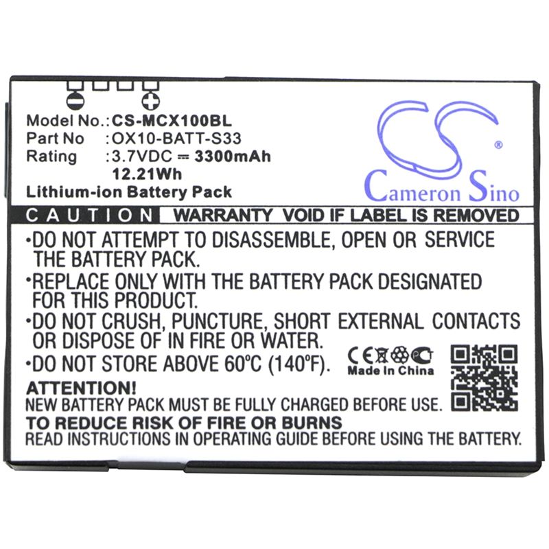 Li-ion Battery fits M3 Mobile, Orange, Ox10, Ox10 Rfid 3.7V, 3300mAh Barcode Scanner Cameron Sino Technology Limited