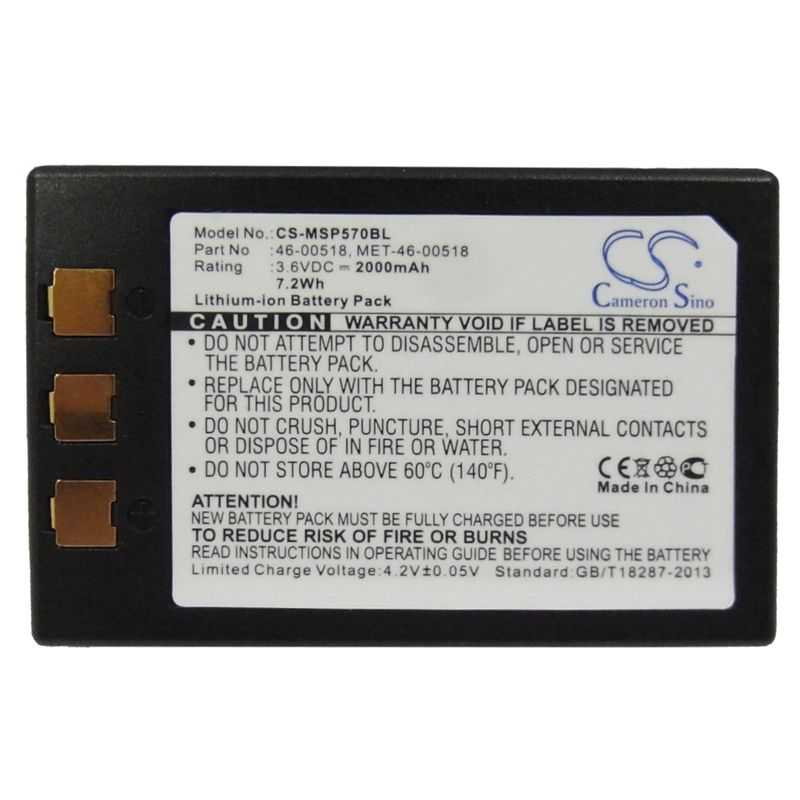 Li-ion Battery fits Metrologic, Mk5710, Sp5700 Optimus Pda 3.6V, 2000mAh Barcode Scanner Cameron Sino Technology Limited