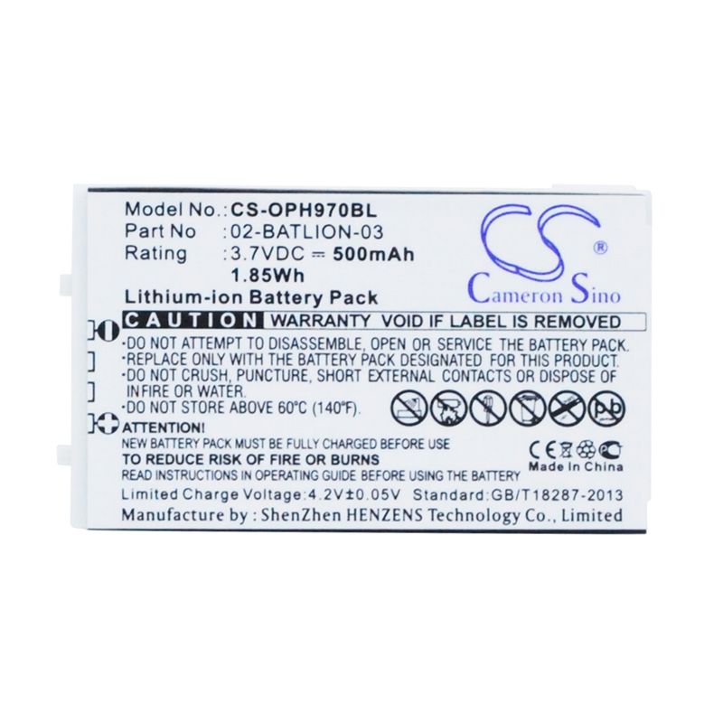 Li-ion Battery fits Opticon, Opl-7724, Opl-7734, Opl-9700 3.7V, 500mAh Barcode Scanner Cameron Sino Technology Limited