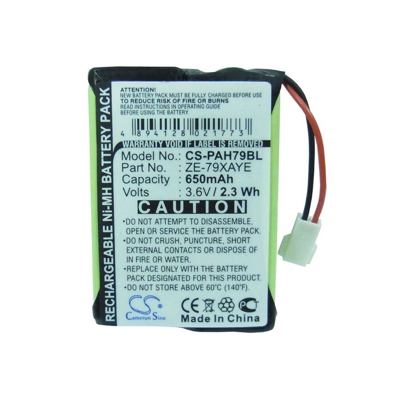 Ni-MH Battery fits Panasonic, Handheld Ze-79, Handheld Ze-79uncy, Handheld Ze-79xaye 3.6V, 650mAh Barcode Scanner Cameron Sino Technology Limited