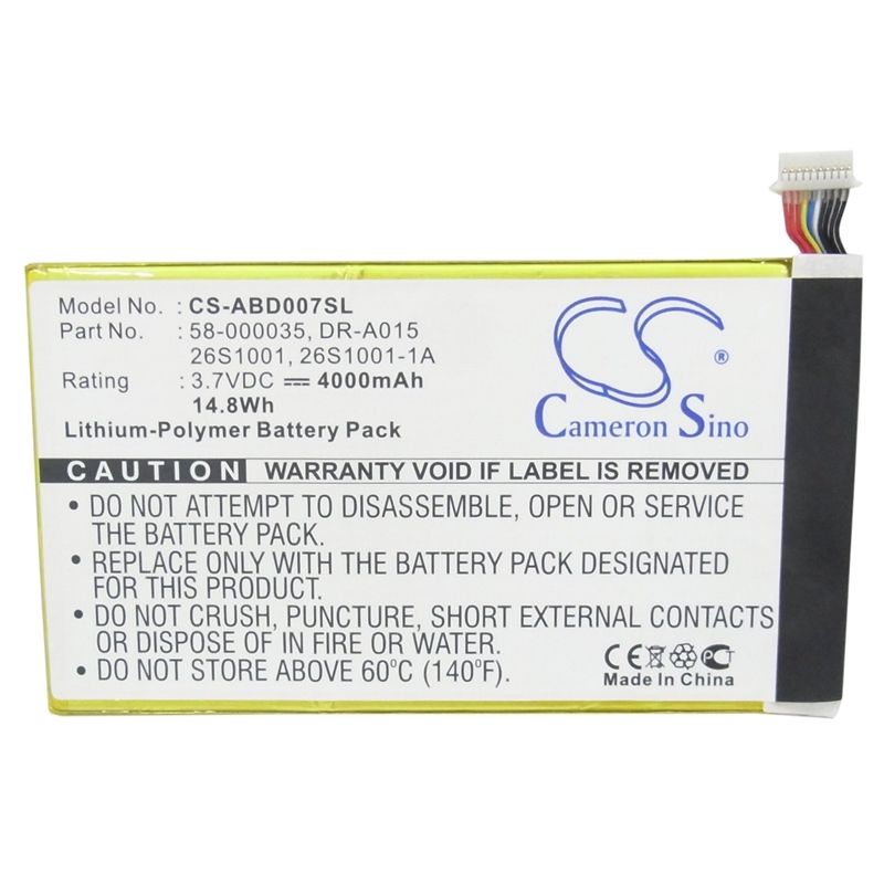 Li-Polymer Battery fits Amazon, Kc2, Kc2-d, Kindle Fire 7" 3.7V, 4000mAh Tablet Cameron Sino Technology Limited