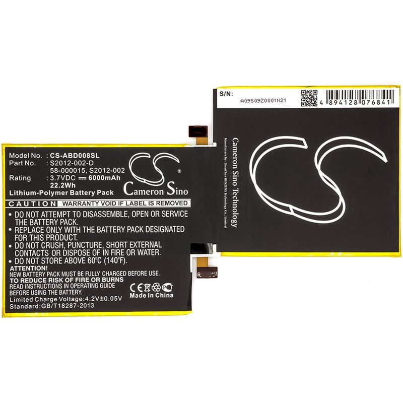 Li-polymer Battery Fits Amazon, 3ht7g, Kindle Fire 8.9", Kindle Fire Hd 8.9 3.7v, 6000mah Tablet Cameron Sino Technology Limited